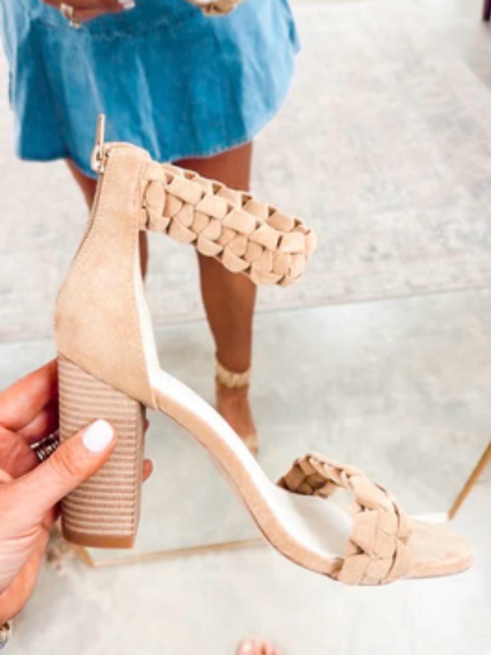 The Melody Braided Two Band Nude Heels - Size 7